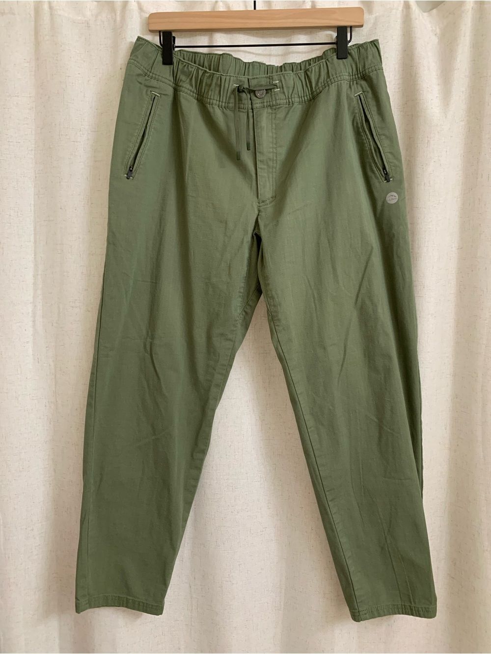 L.L. Beans Men's Outdoor Explorer Ripstop Pants Olive Green Elastic Straight L